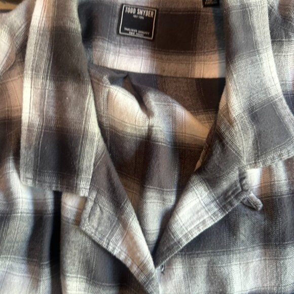 Todd Snyder Black and White Plaid flannel shirt - Picture 2 of 5